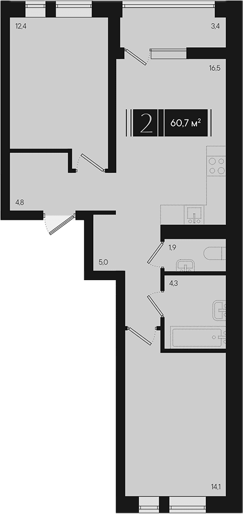 Продается 2-комн. квартира, 59 м²