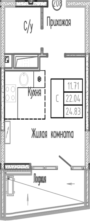 Продается 1-комн. квартира, 21.99 м²