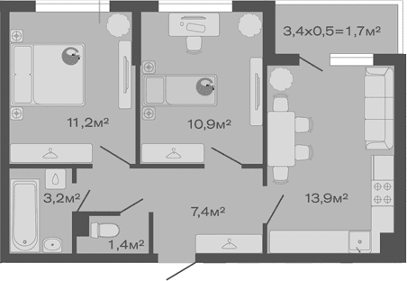 Продается 2-комн. квартира, 48 м²
