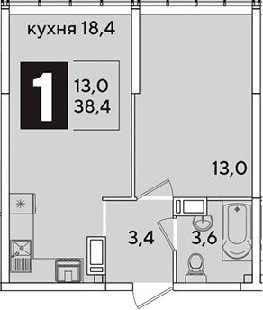 Продается 2-комн. квартира, 38.4 м²