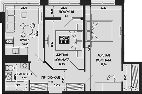 Продается 2-комн. квартира, 50.41 м²