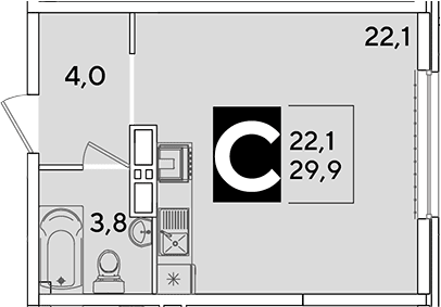 Продается 1-комн. квартира, 29.9 м²
