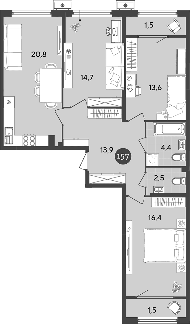 Продается 4-комн. квартира, 86.3 м²