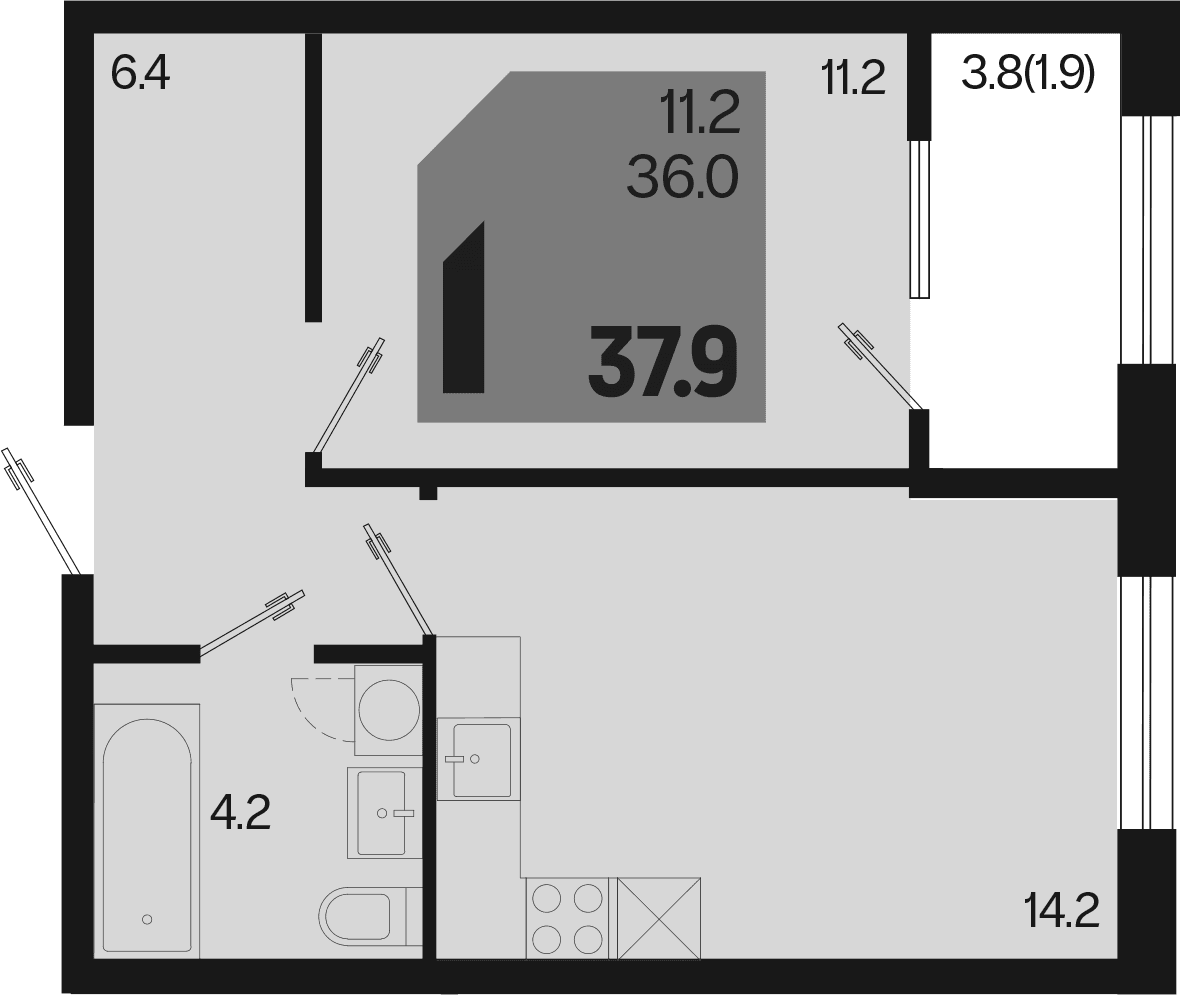 Продается 1-комн. квартира, 36 м²