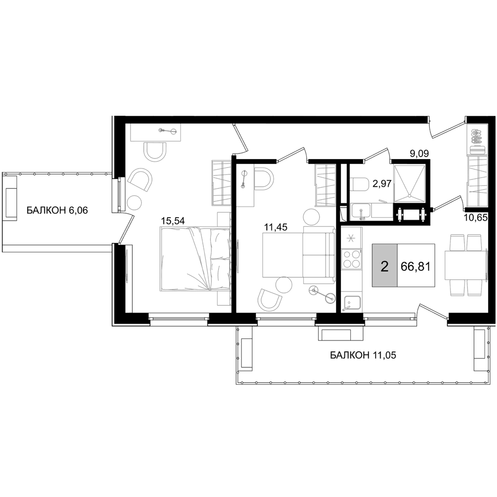 Продается 2-комн. квартира, 49.7 м²