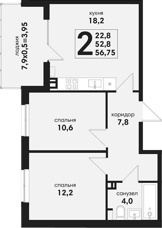Продается 3-комн. квартира, 52.8 м²
