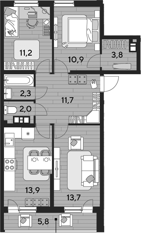 Продается 3-комн. квартира, 70 м²