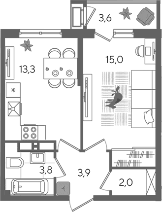 Продается 1-комн. квартира, 38 м²