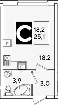 Продается 1-комн. квартира, 25.1 м²