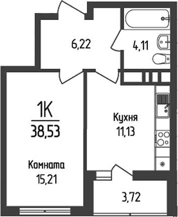 Продается 1-комн. квартира, 36.67 м²