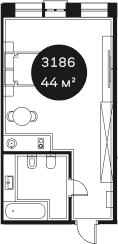 Продается 1-комн. квартира, 43.59 м²
