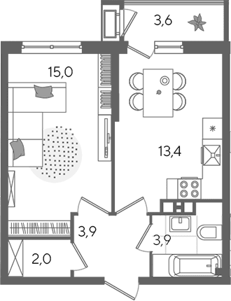Продается 1-комн. квартира, 38.2 м²