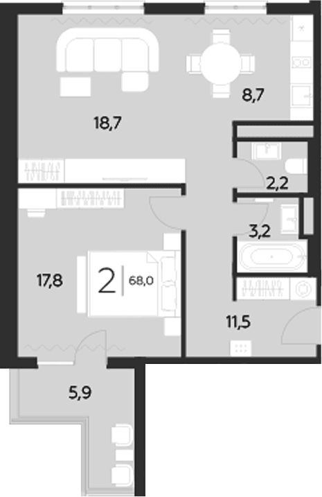 Продается 2-комн. квартира, 62.1 м²