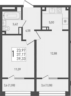 Продается 2-комн. квартира, 37.17 м²