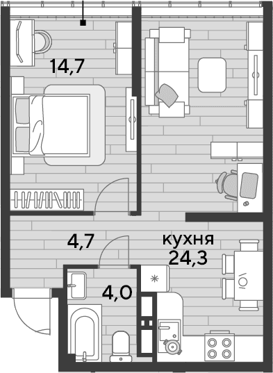 Продается 1-комн. квартира, 47.7 м²