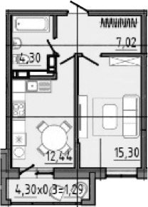 Продается 1-комн. квартира, 42.95 м²