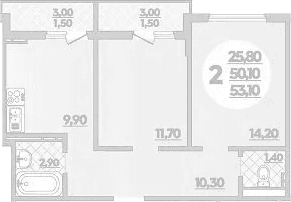 Продается 2-комн. квартира, 50.1 м²
