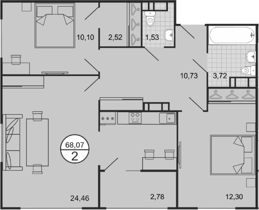 Продается 3-комн. квартира, 65.29 м²