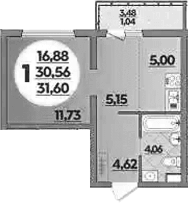 Продается 1-комн. квартира, 30.56 м²