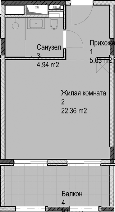 Продается 1-комн. квартира, 32.3 м²