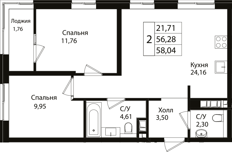 Продается 3-комн. квартира, 50.5 м²