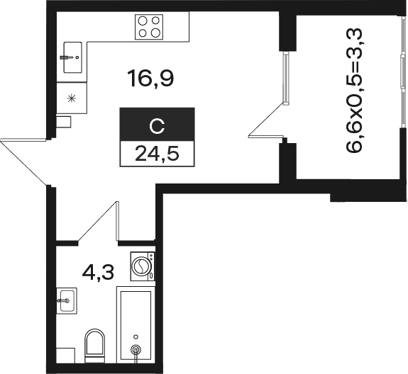 Продается 1-комн. квартира, 21.2 м²