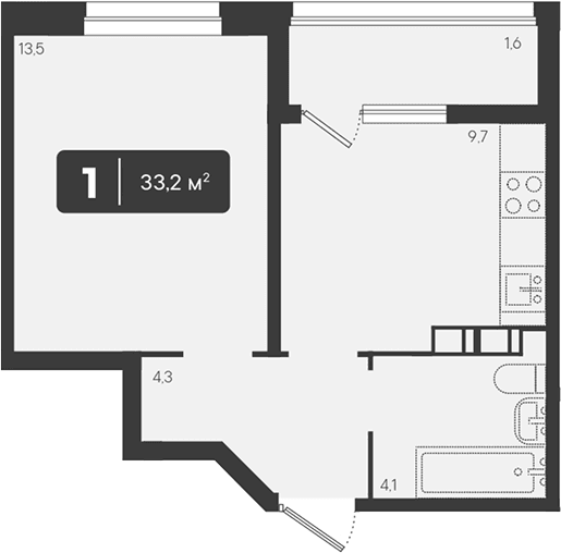 Продается 1-комн. квартира, 31.6 м²