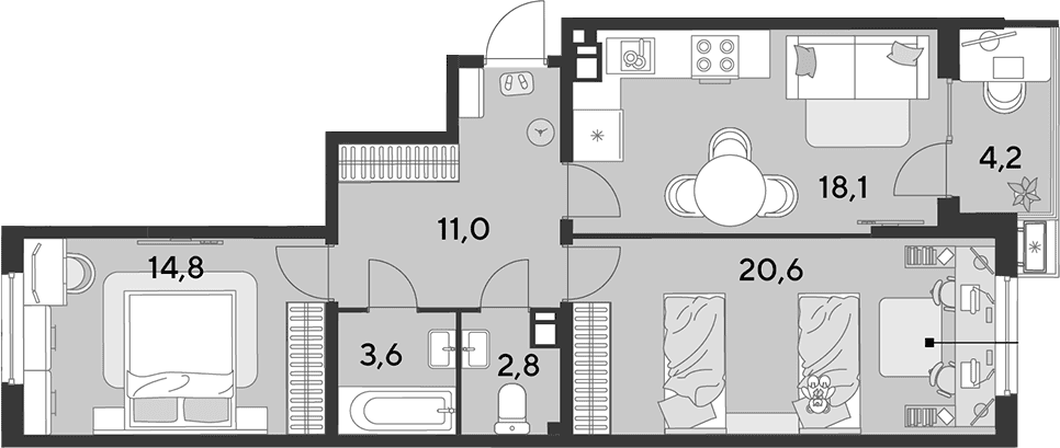 Продается 3-комн. квартира, 70.9 м²