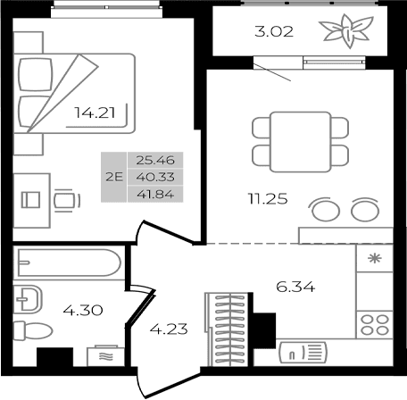 Продается 2-комн. квартира, 40.33 м²