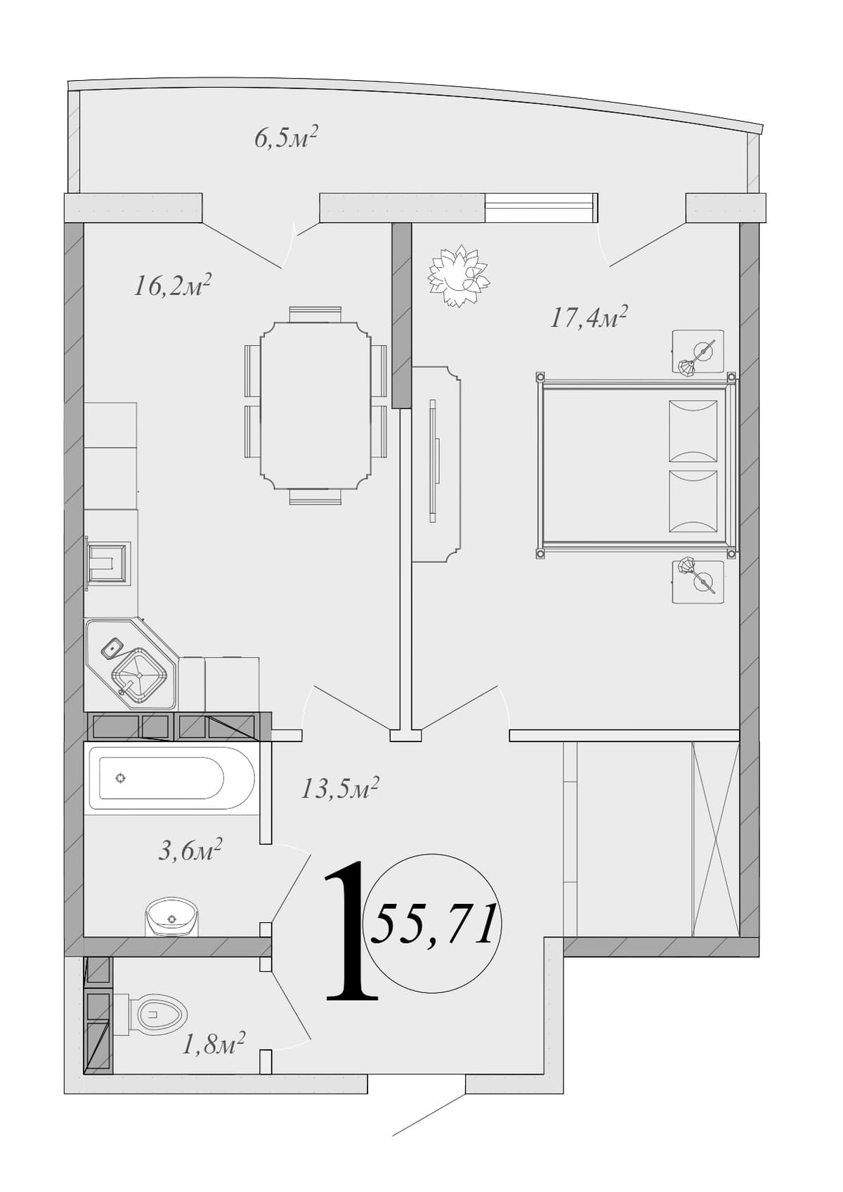 Продается 2-комн. квартира, 52.46 м²