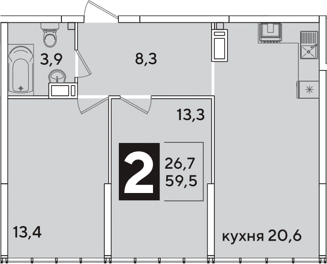 Продается 3-комн. квартира, 59.5 м²