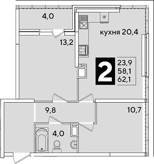 Продается 3-комн. квартира, 58.1 м²