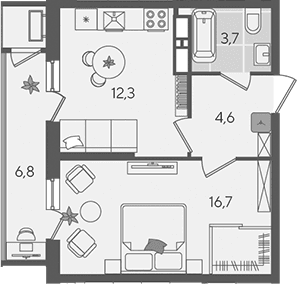 Продается 1-комн. квартира, 37.3 м²