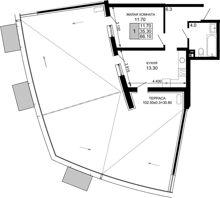 Продается 1-комн. квартира, 35.3 м²