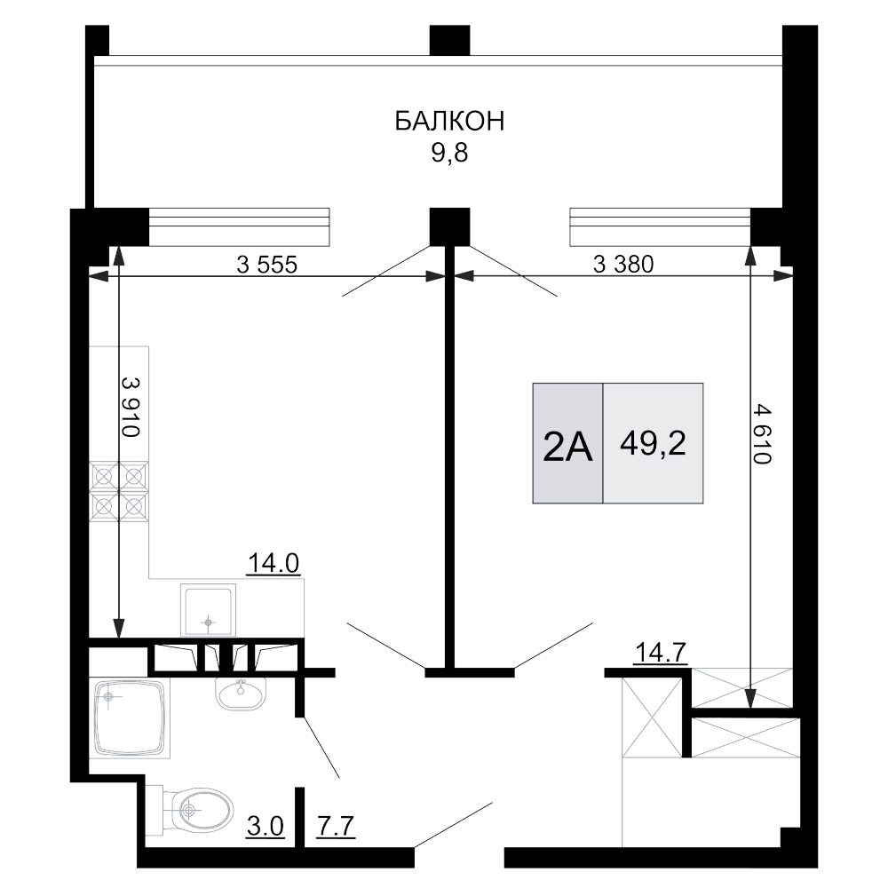 Продается 2-комн. квартира, 39.4 м²