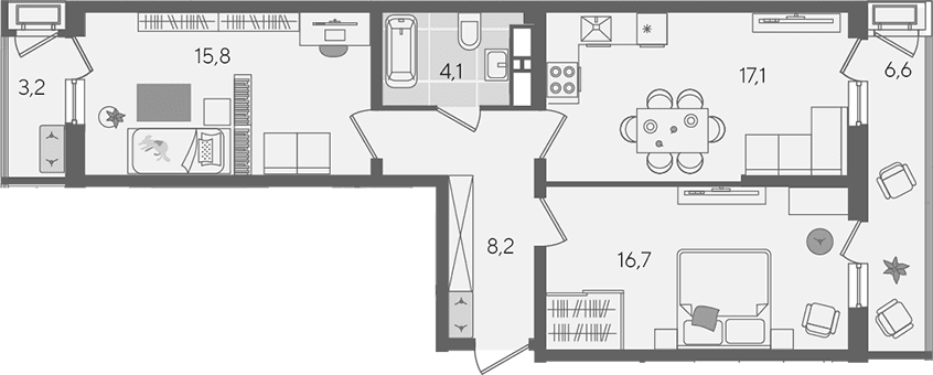 Продается 3-комн. квартира, 61.9 м²