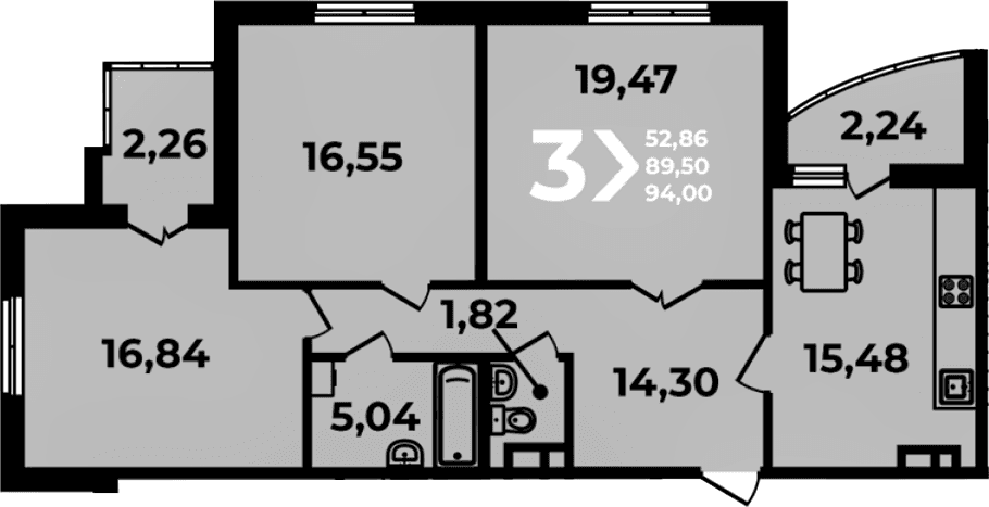 Продается 4-комн. квартира, 89.5 м²