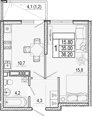 Продается 1-комн. квартира, 35 м²
