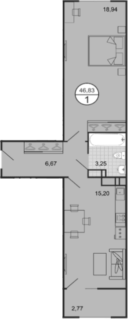 Продается 2-комн. квартира, 44.06 м²