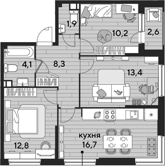 Продается 3-комн. квартира, 67.4 м²