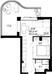 Продается 1-комн. квартира, 38.3 м²