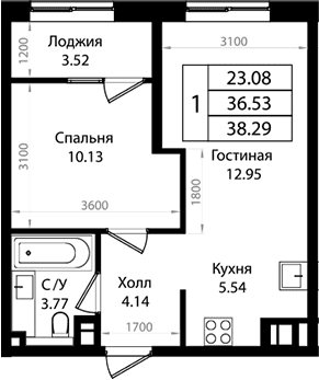Продается 2-комн. квартира, 36.28 м²