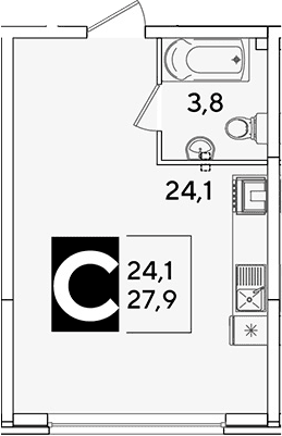 Продается 1-комн. квартира, 27.9 м²