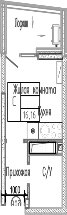Продается 1-комн. квартира, 16.16 м²