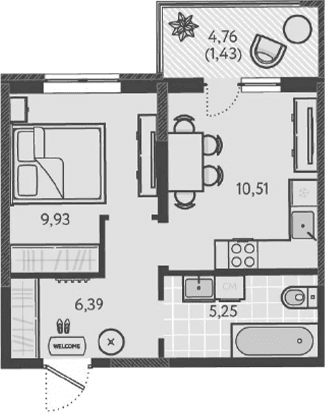 Продается 1-комн. квартира, 32.08 м²