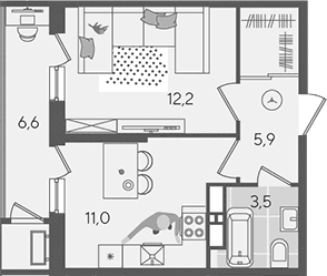 Продается 1-комн. квартира, 32.6 м²