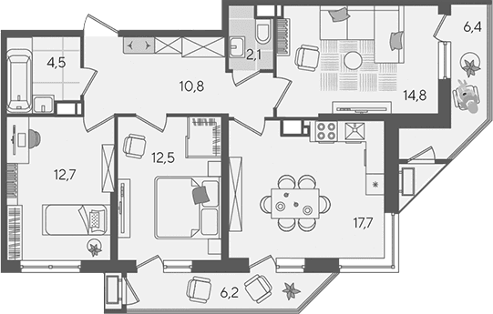 Продается 4-комн. квартира, 75.1 м²