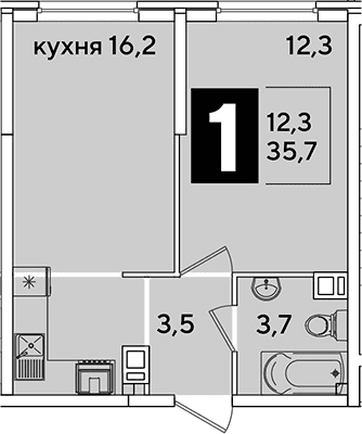 Продается 2-комн. квартира, 35.7 м²
