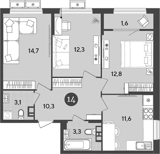 Продается 3-комн. квартира, 68.1 м²
