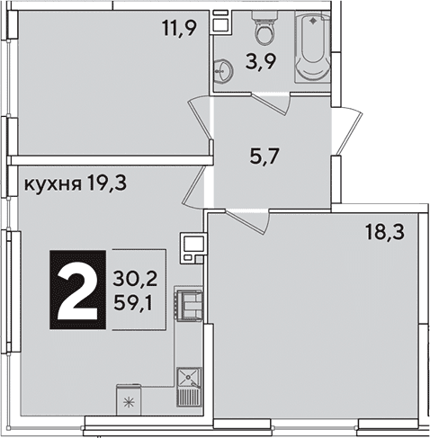 Продается 3-комн. квартира, 59.1 м²